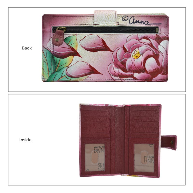 Anna by Anuschka Womenâ€™s Hand-Painted Genuine Leather Two Fold Wallet - Precious Peony - Image 2